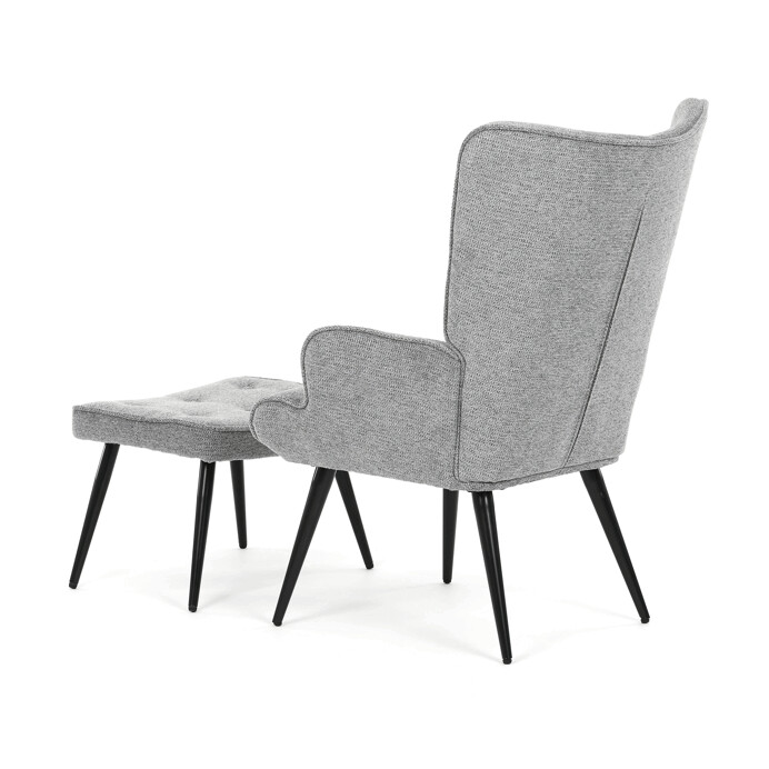 Luxusní relaxační křeslo NUVOLA s taburetem –  vodoodpudivá, sametová, šedá látka