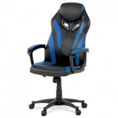 Herná stolička STRANGE –⁠ ekokoža, modrá / čierna