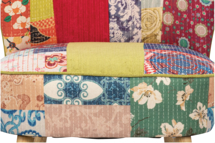 Francouzské křesílko TIMIS - masiv kaučukovník, patchwork