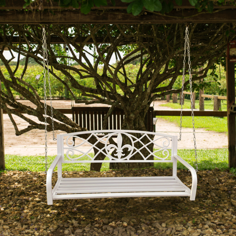 Zahradní houpačka ABEA — ocel, bílá Kondela