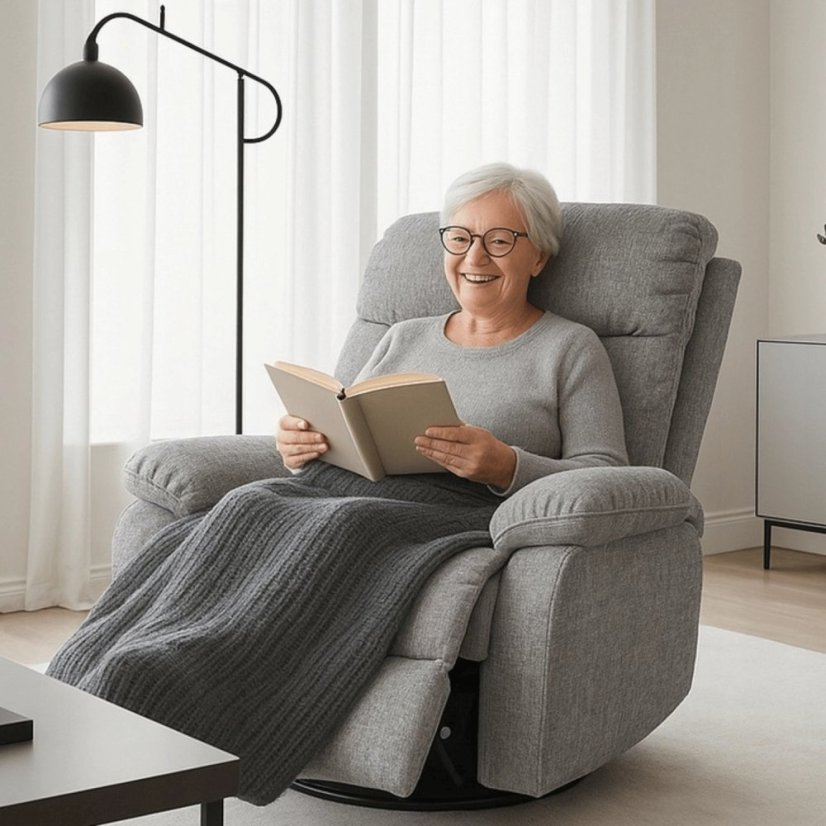 Luxusné masážne kreslo BRUCE – Rozkladacie, Sivé