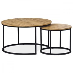 Set konferenčných stolíkov OREO 2 — kov, dekor divoký dub