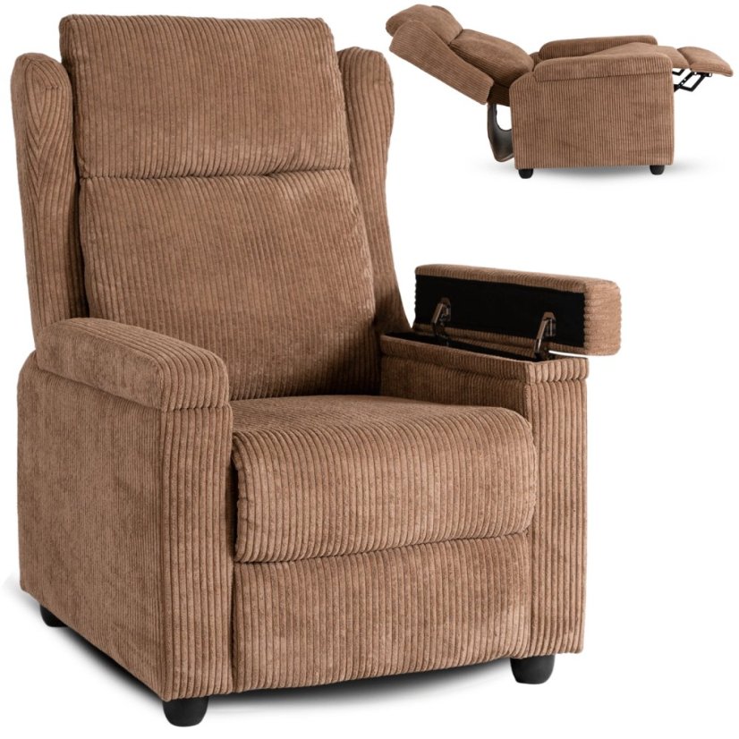 Elegantné hnedé kreslo SPENCER z manšestru