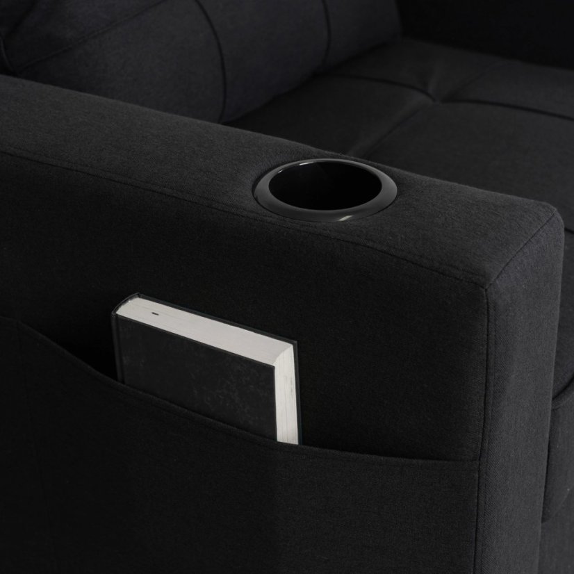 Elegantné ergonomické kreslo SOLOR v čiernej farbe - s držiakom na pitie