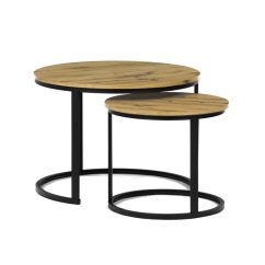 Set 2 konferenčních stolů OREO 3 - MDF divoký dub, černá kovová podnož Autronic