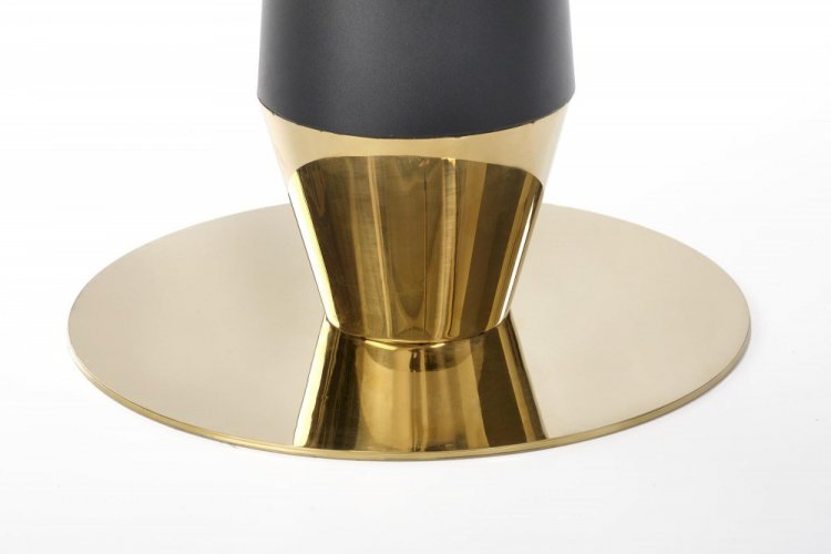 Kulatý jídelní stůl MOLINA — keramika, kov, zlatá / černý mramor