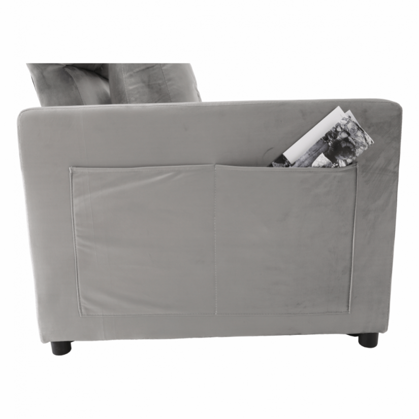 Rozkládací křeslo IGRIM — světlešedá látka/plast