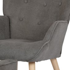 Relaxační křeslo ušák s podnožkou ALFIE – masiv, látka, šedo-hnědá