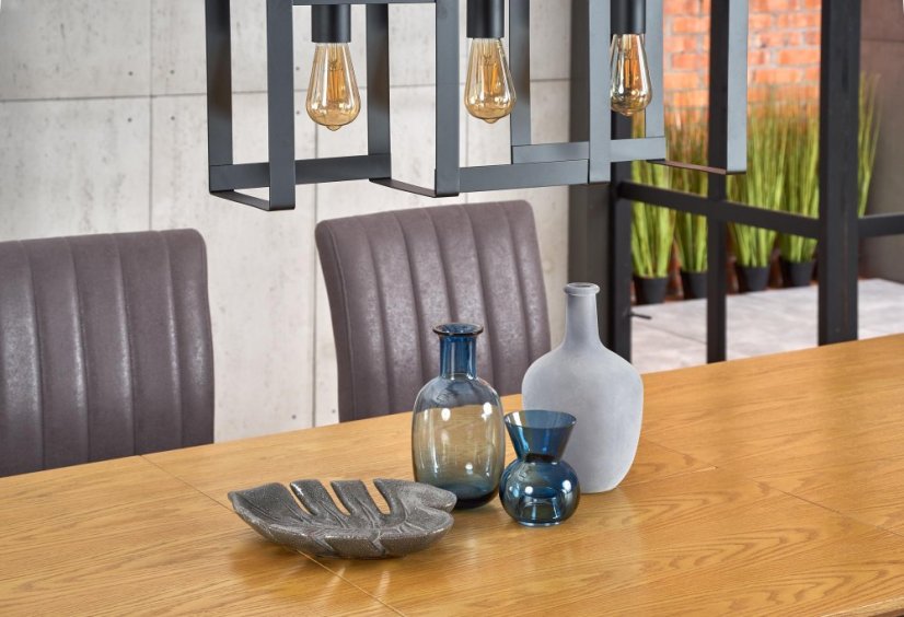 Jídelní rozkládací stůl CHANDLER –? 160x90x75 (+60), dub, černá Halmar