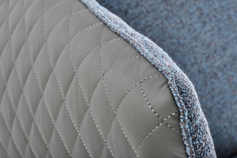 Jedálenské kresielko NOAH –kov, látka, ekokoža, šedá / modrá