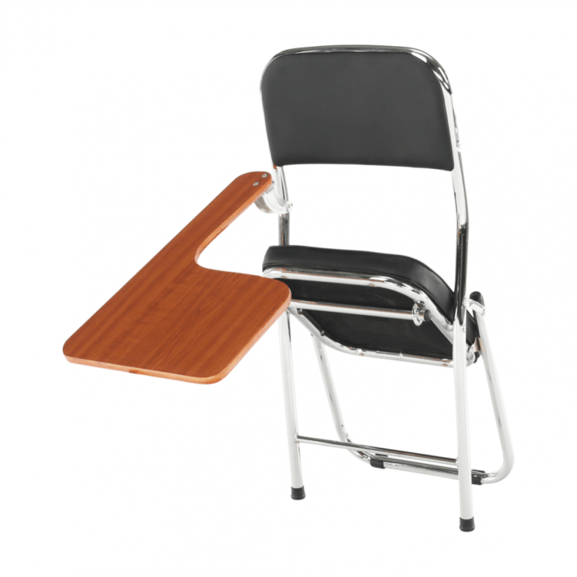 Konferenčná stolička s písacou doskou TEKER - kov, ekokoža, čierna