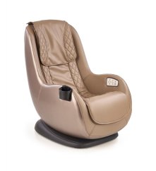 Masážní křeslo na kolečkách DOPIO — s USB zásuvkou a držákem nápojů, ekokůže, béžová Halmar