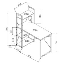 Pracovní stůl NARVIK B1 – dub sonoma, černá Halmar