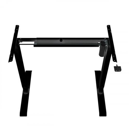 Elektricky výškově nastavitelný stůl POWERO — včetně desky, třešeň, černá, 75×160 cm