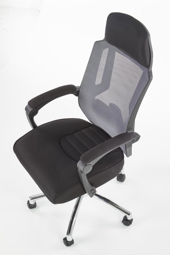 Kancelárske kreslo s podnožkou FREEMAN – látka, sieť, čierna / šedá
