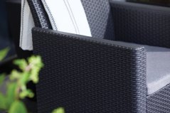 Zahradní křeslo CLAIRE 1+1 — umělý ratan, grafit / šedá