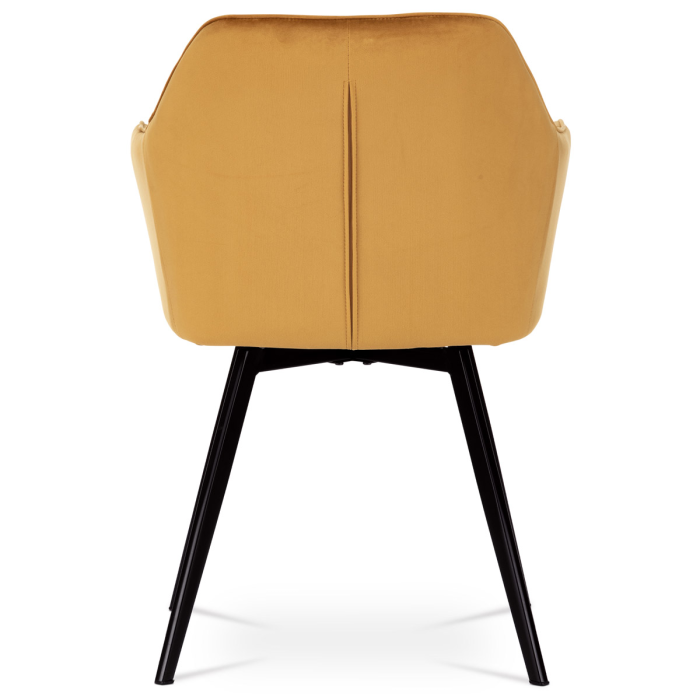 Jedálenské otočné kresielko YELD — kov, látka, žltá