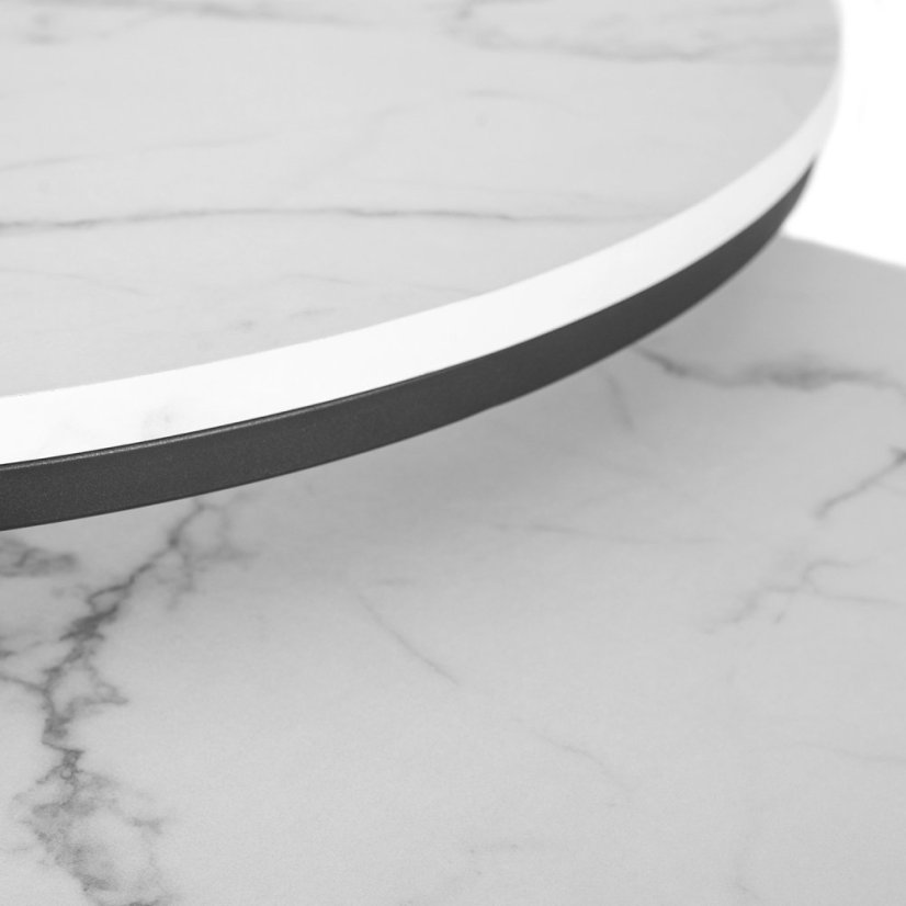 Elegantná sada stolíkov DAFNE MAX, biely mramor a čierny kov Meble Elite