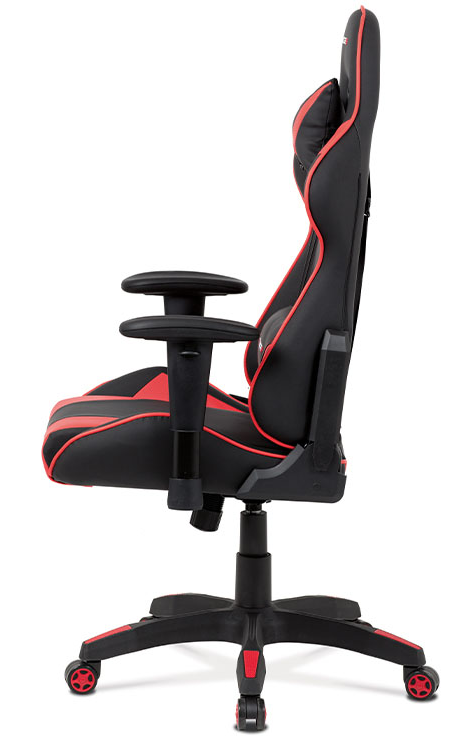 Herní židle ERACER F03 – umělá kůže, černá/červená, nosnost 130 kg