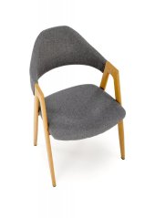 Jídelní křesílko LUXE — kov v dekoru dubu, látka šedá Halmar