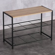 Botník LUMEN I — kov, čierna / dub sonoma