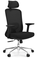 Kancelárska ergonomická stolička ASPEN s podhlavníkom - sieť, čierny plast, nosnosť 120 kg, čierna