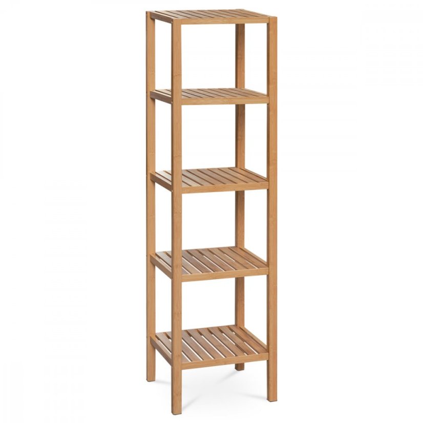 Regál, 5 polic, masiv bambus, přírodní odstín, nosnost 15 kg Autronic