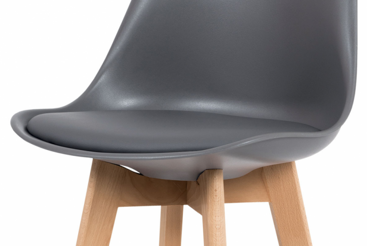 Barová židle TEMUCO — masiv buk, šedá