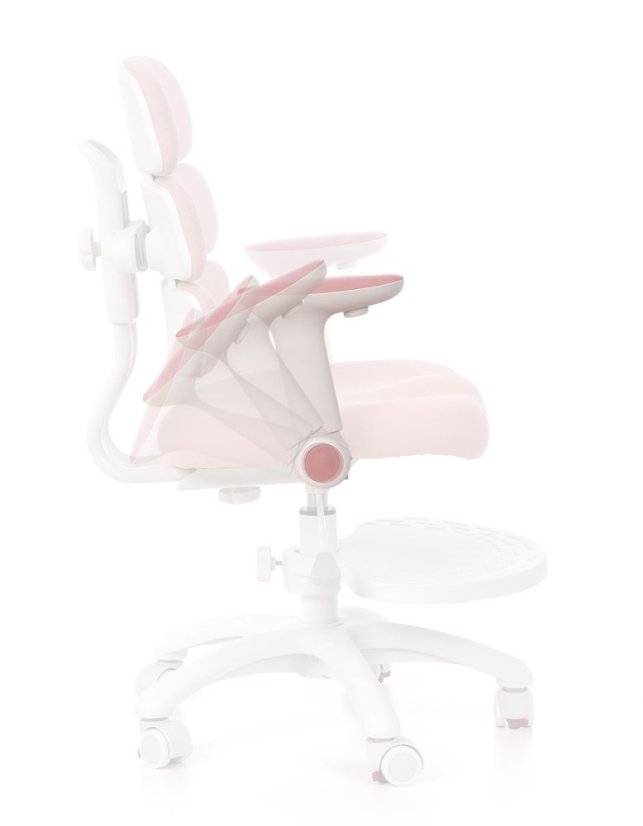 Dětská rostoucí židle GRIDDY — látka, bílá / růžová