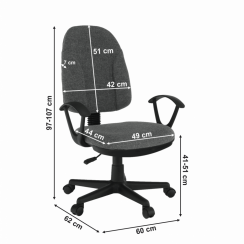Kancelářská židle DEVRI — látka, šedá