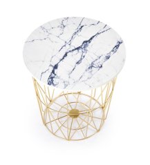 Konferenčný stolík HARISSA — kov, zlatá / biela