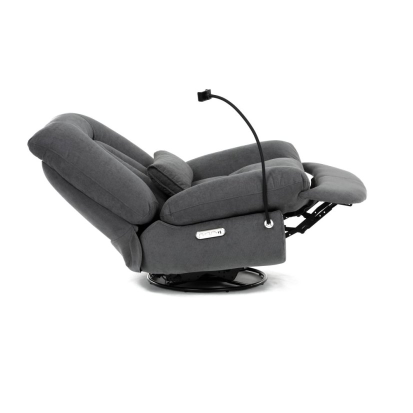 TV polohovací křeslo s elektrickým zabudovaným ovládáním LUMIO  — šedá látka, nosnost 160 kg Autronic
