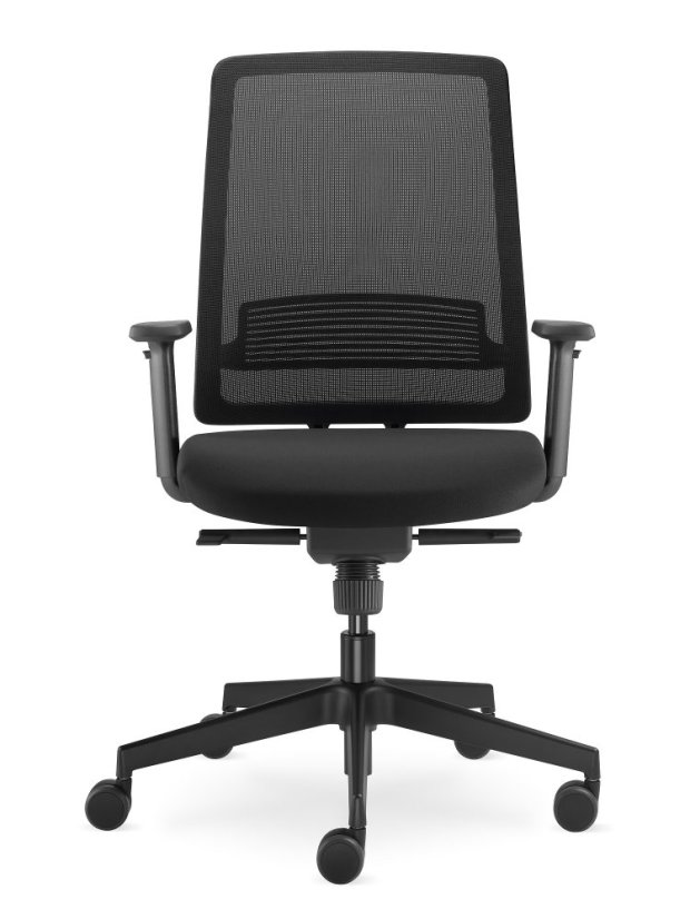 Kancelárska stolička LYRA Air s podrúčkami – synchronný mechanika, sieťovina, čierna LD Seating