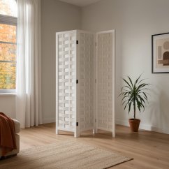 Třídílný paraván MARVIN z masivního smrku v bílé barvě Autronic