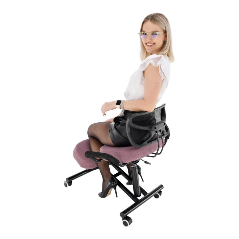 Ergonomická kľakačka RUFUS – ružová/čierna z kovu