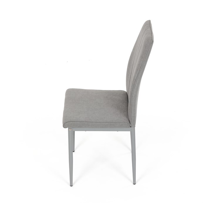 Jedálenská stolička LENA s sivým poťahom a šedými kovovými nohami