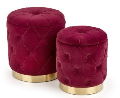 Set taburetov POLLY s úložným priestorom – zamat, kov, viac farieb