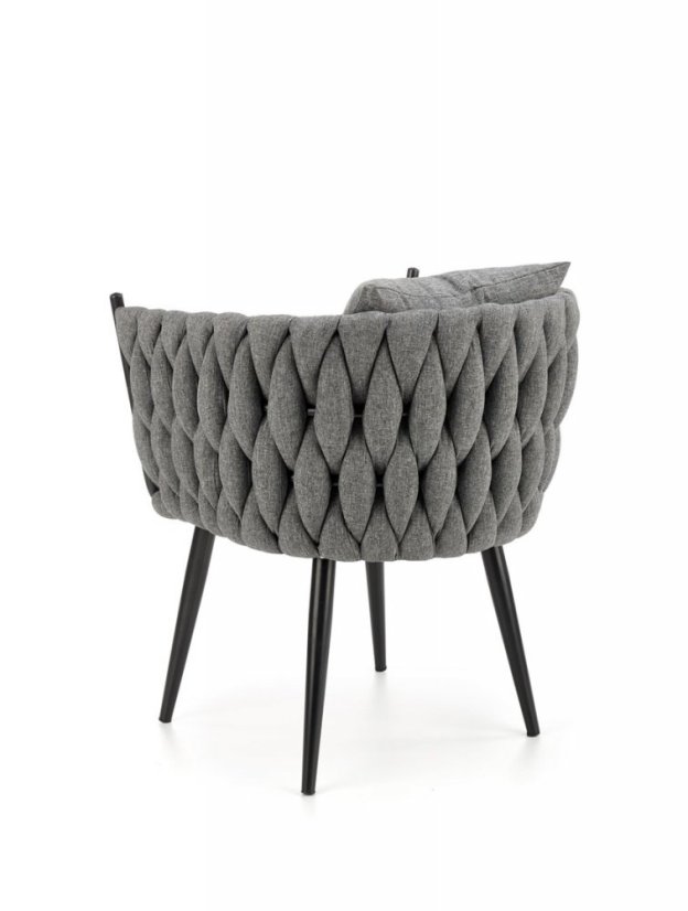 Relaxační designové křeslo s polštářem AVATAR — kov, šedá látka Halmar