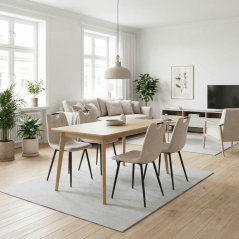 Jídelní židle FORMA – béžová látka, černé kovové nohy Autronic