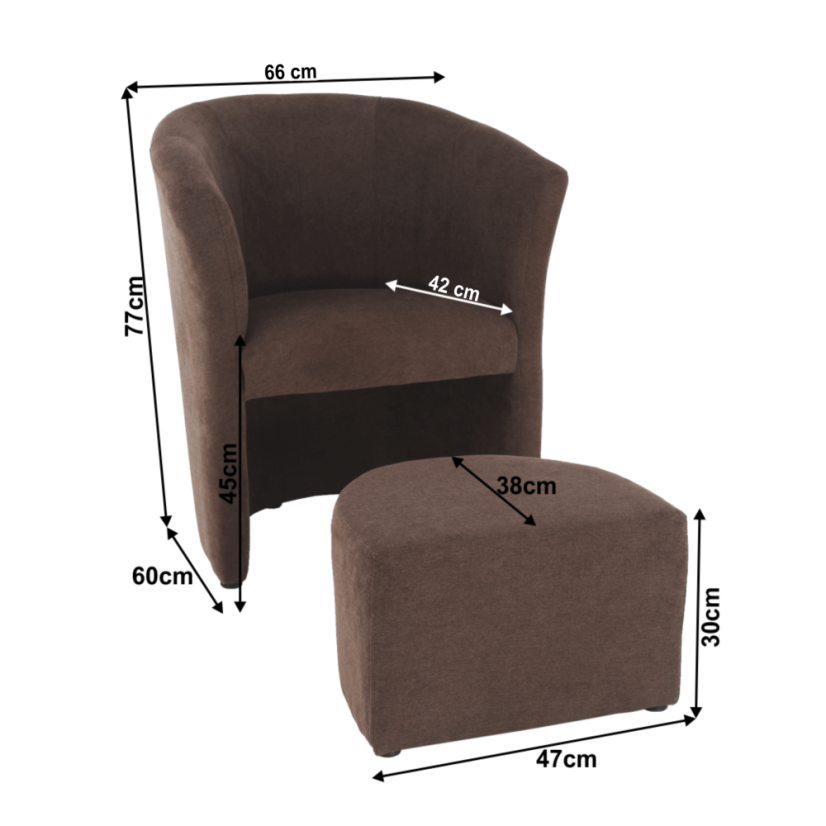 Relaxační křeslo ROSE s taburetem — látka/více barev Hopax