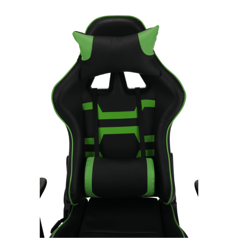 Herní židle BILGI — ekokůže, plast, černá/zelená, nosnost 150 kg