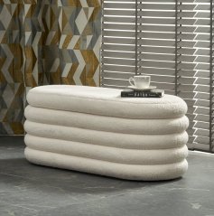 Taburet BLISS s úložným priestorom — látka, krémová