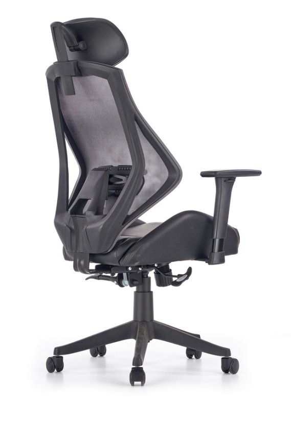 Kancelárska ergonomická stolička HASEL — ekokoža/sieť, čierna