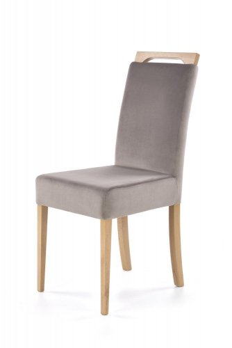 Jedálenská stolička CLARION – masív, látka, viac farieb - CLARION: dub medový / sivá