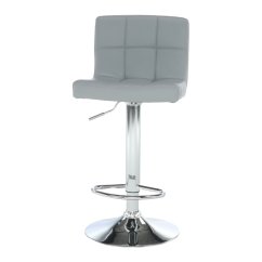 Barová stolička KANDY NEW — ekokoža šedá/chróm