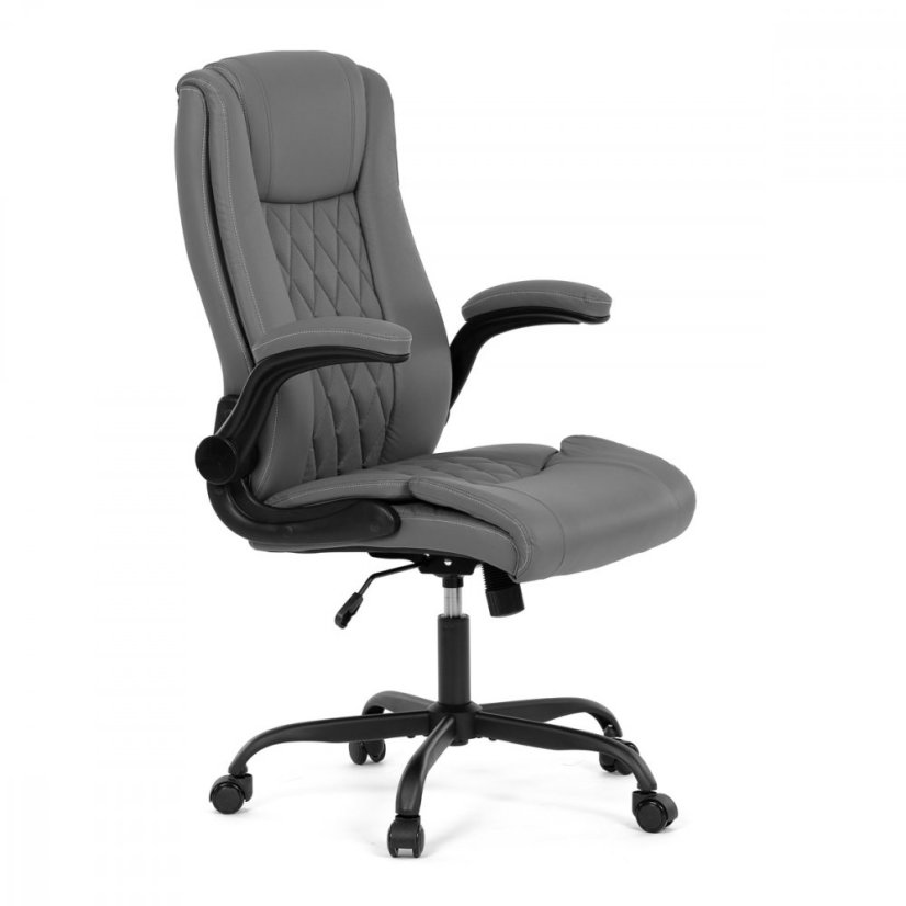 Kancelárske kreslo CYRUS — kov, ekokoža, siva