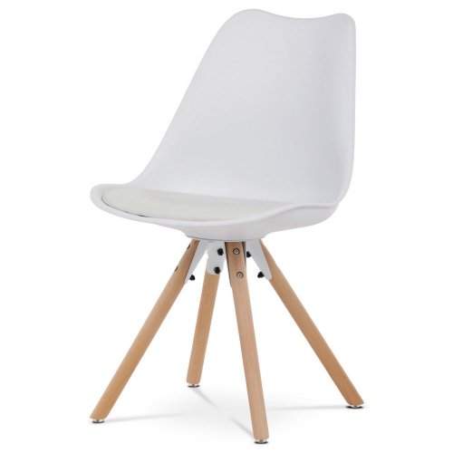 Jedálenská stolička KANTO — plast, ekokoža, viac farieb - Farby KANTO: Biela