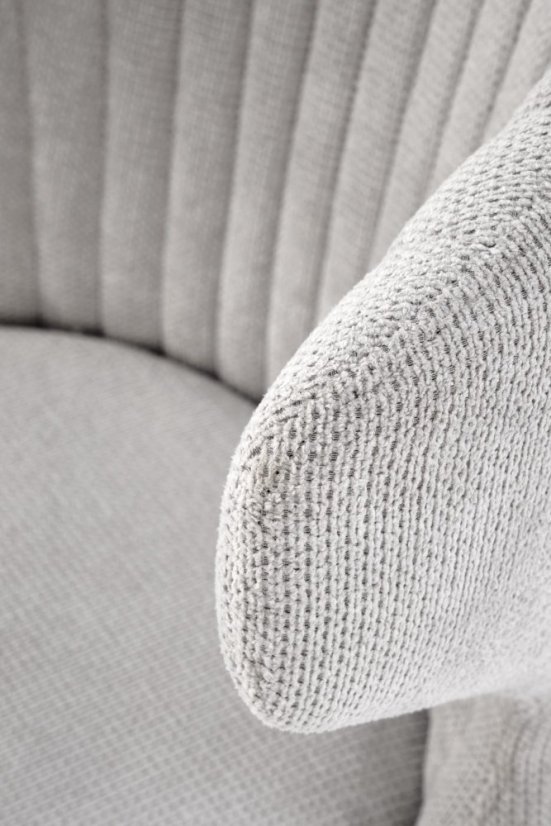 Jedálenská stolička MERMA — oceľ, látka, šedá