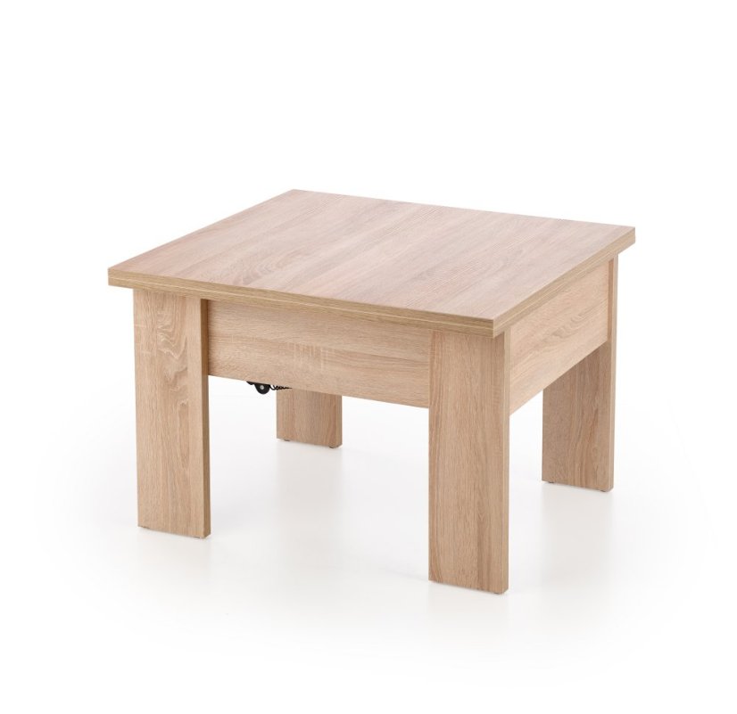 Rozkladacia konferenčný stolík SERAFIN –⁠ 80x80x53 (+80), drevo, dub donoma
