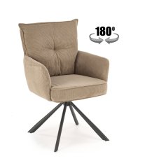 Jídelní otočné křesílko VALKA — kov, látka manšester, cappuccino